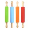 Silicone Christmas Rolling Pins for Kids, Non-stick Surface and Comfortable Wood Handles for Baking Bakery Accessories