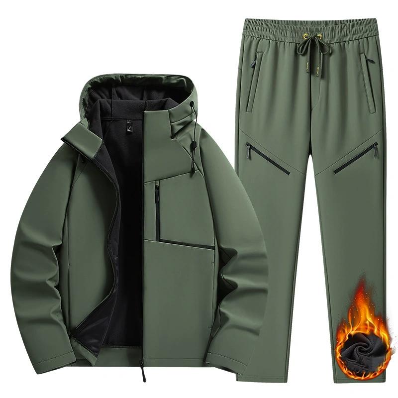 Soft Shell Jacket Men's Autumn and Winter Plus Velvet Thick Warm Jacket Loose Couple Suit Stand-up Collar Jacket