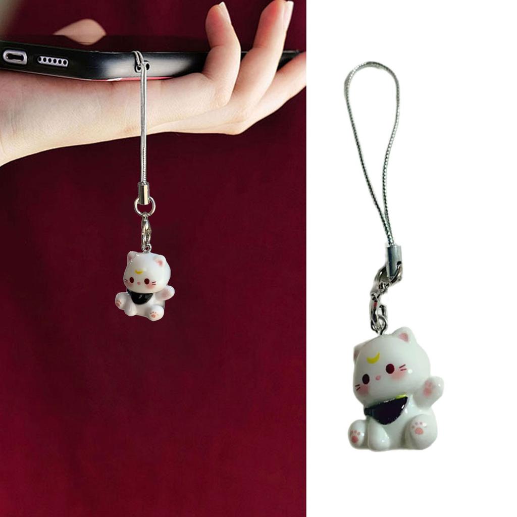 Lovely Sturdy Resin Cats Pendant Keychain for Girls Fashionable Lovely Keyring Decorative Gifts for Backpack or Bag