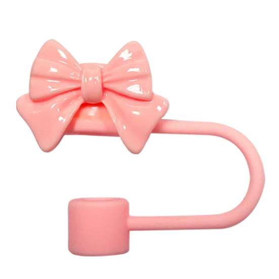 Cute Bow Straw Covers Cover for 10mm Straws, Silicone Dustproof Reusable Accessories Cap, Topper Coffee Cups And Tumblers Toppers