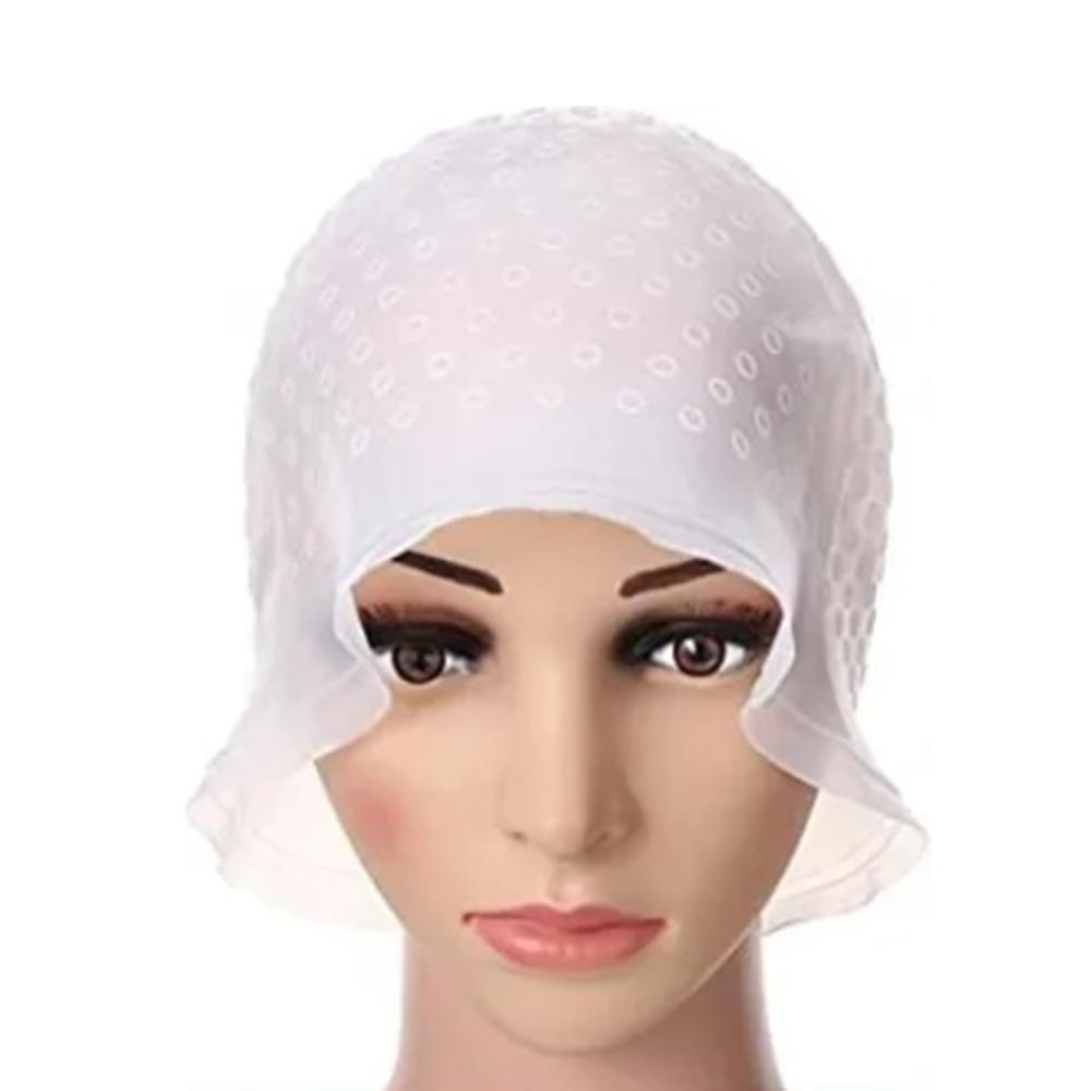 Reusable Hair Highlighting Cap White Salon Hair Dyeing Cap Punched Highlight Cap Salon Use