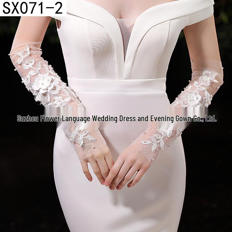 Elegant Pearl Bow Wedding Gloves - French Aesthetic for Bridal Portrait Styling
