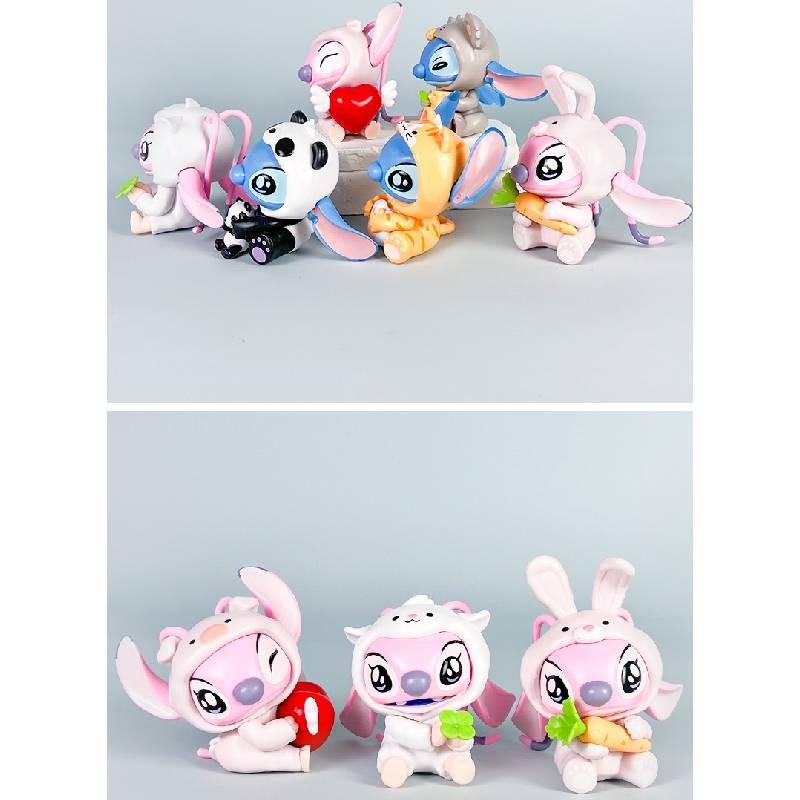 Stitch And Angel Rabbit Panda Tiger Cat Koala Pig Animal Series Ornament Model