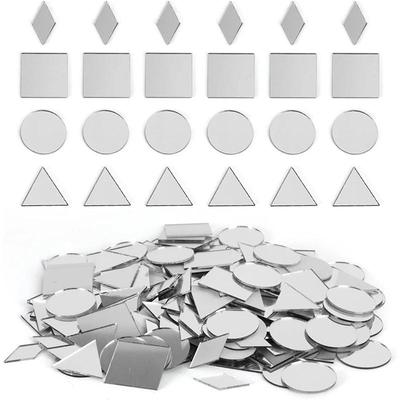 200-Piece Acrylic Mirror Sticker Set: Shapes Include Rhombus, Square, Triangle, Round, and Heart - Self-Adhesive, 2.5cm