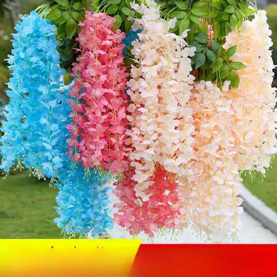Artificial Wisteria Flower Long Bean Flower Branch Vine False Flower Flower Vine Ceiling Plant Vine Decoration Wedding Hanging