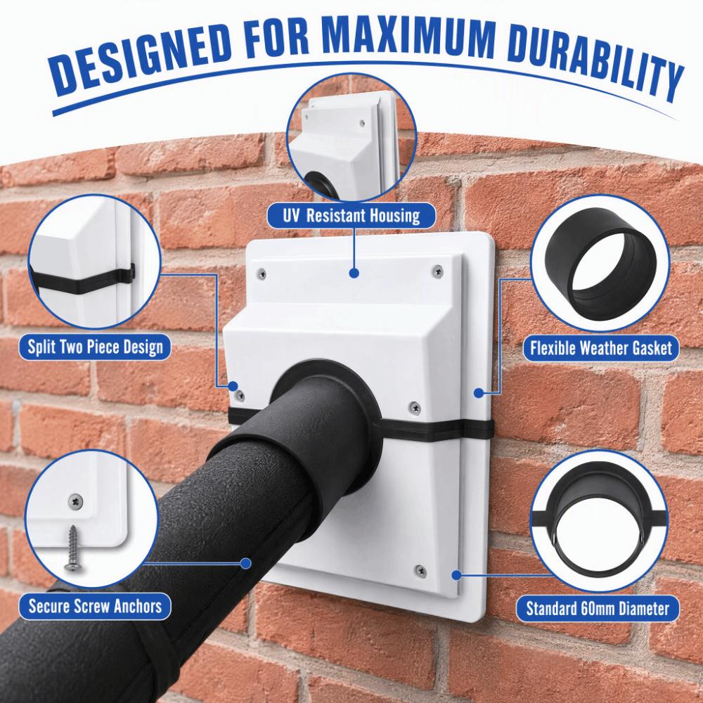 Plastic Wall Penetration Cover Kit Wall Mounted Line Set Cover  For Indoor Outdoor Air Conditioner