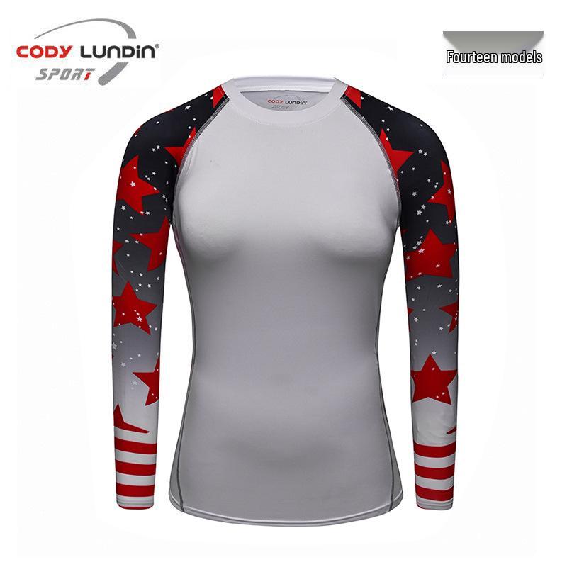 

Женский спортивный боди с длинным рукавом с принтом для трансграничной торговли M