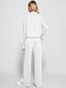 European & American Women's Casual Zipper Sweatshirt and Wide Leg Sweatpants Set