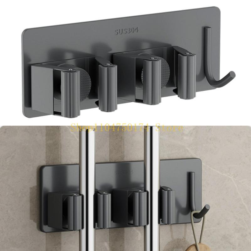 Broom Holder Stainless Steel Wall Mount Mop Holder Adhesive Holder Organiser Hanger Hook Strong Bearing top sale China Mainland