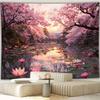 2D Spring Garden Tapestry, Colorful Flowers & Butterflies Wall Hanging