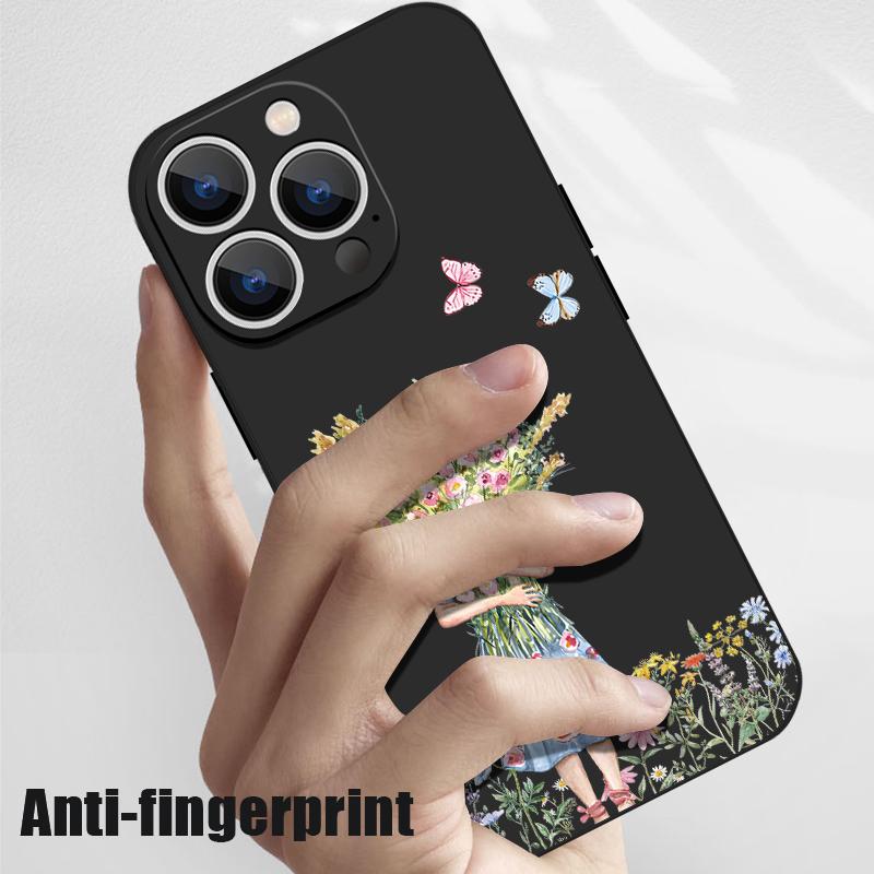 Luxury Girl Flower Lanyard Case For iPhone 15 16 17 Pro Max Soft Silicone Cover Coque For iPhone 11 12 13 14 Pro Max 16E 17 Air