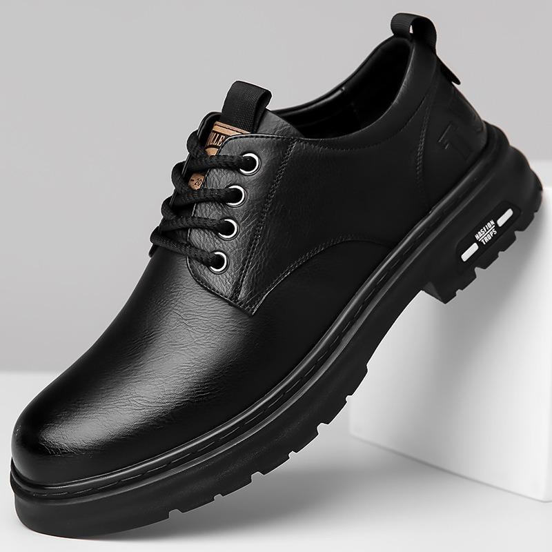 New Casual Fashion Men's Shoes Simple Fashion Business Men's New Leather Shoes Bundle One Pedal Black Leather Shoes Men