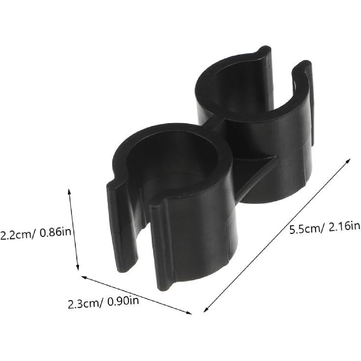 4Pcs Double Pipe Clamp Connector for Broom and Dustpan Inner Plastic Shelf Pole Fastener Clips for Warehouse and Supermarket Shelf Link Accessories