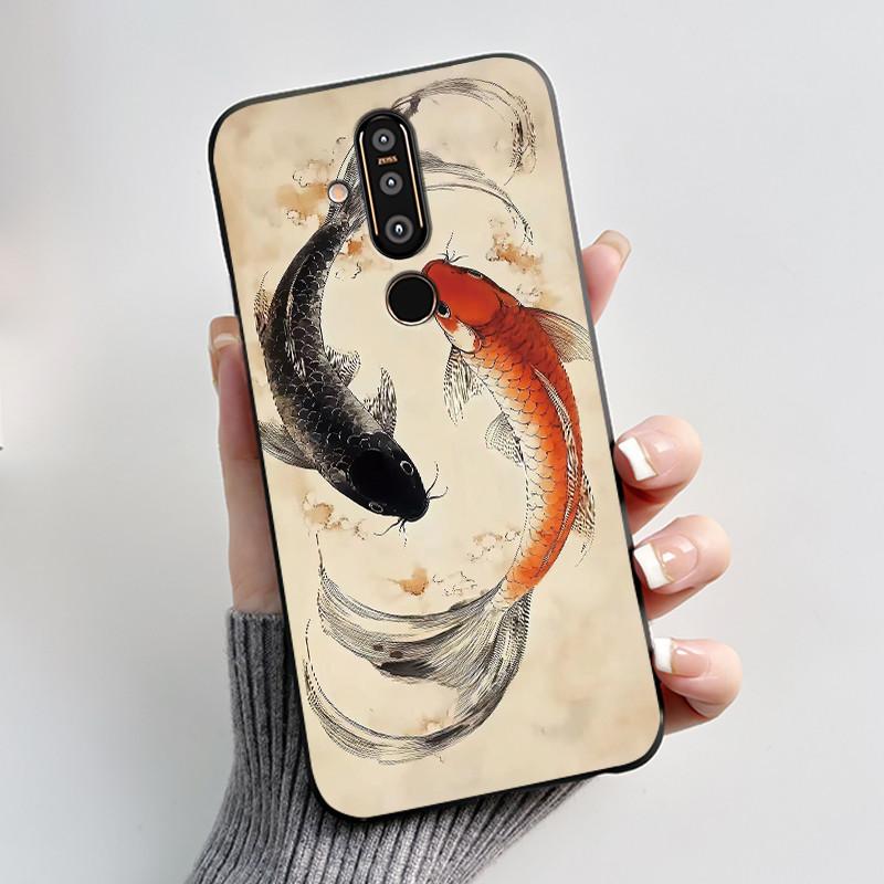 Case For Nokia 8.1 Plus/Nokia X71 Phone Casing Vast Grasslands With Beautiful WildFlowers Pattern Soft Black Anti-Scratch Case