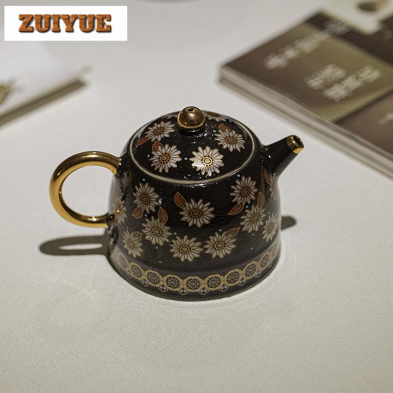 130nl Zlatě ražený tmavý vzor Konvička Kreativní hrnec s nálevkou Čajovar Konvice s sítkem Dahongpao Sada šálků a konvičky Ozdoby Dárek