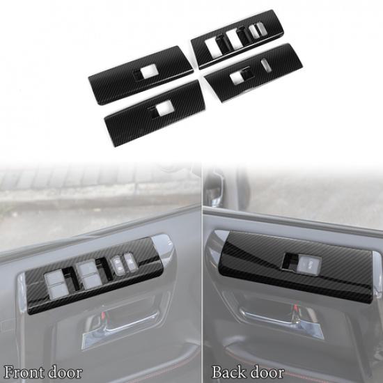 

4x Carbon Fiber Window Lift Switch Panel Decor Cover Trim for 4runner SUV 2010+