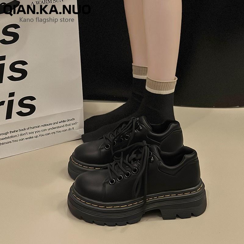 Fashion All-Match British Style Womens Derby Shoes Clogs Platform Autumn Loafers With Fur Female Footwear Preppy Leather New Creepers Fa