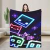 Geometry Dash Games Blankets Flannel  Relax Soft Throw Blanket for Bedding Plush Thin Quilt