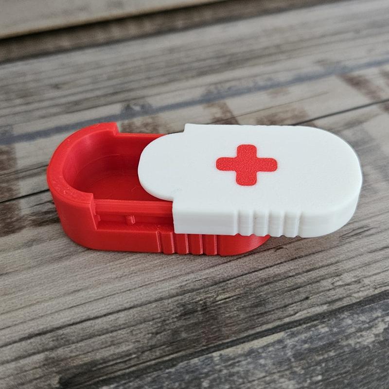 Mini Sliding Pill Box Keychain Medication Organizer Multiple Compartments Travel Pill Organizer Portable Pill Pod Tablet Case