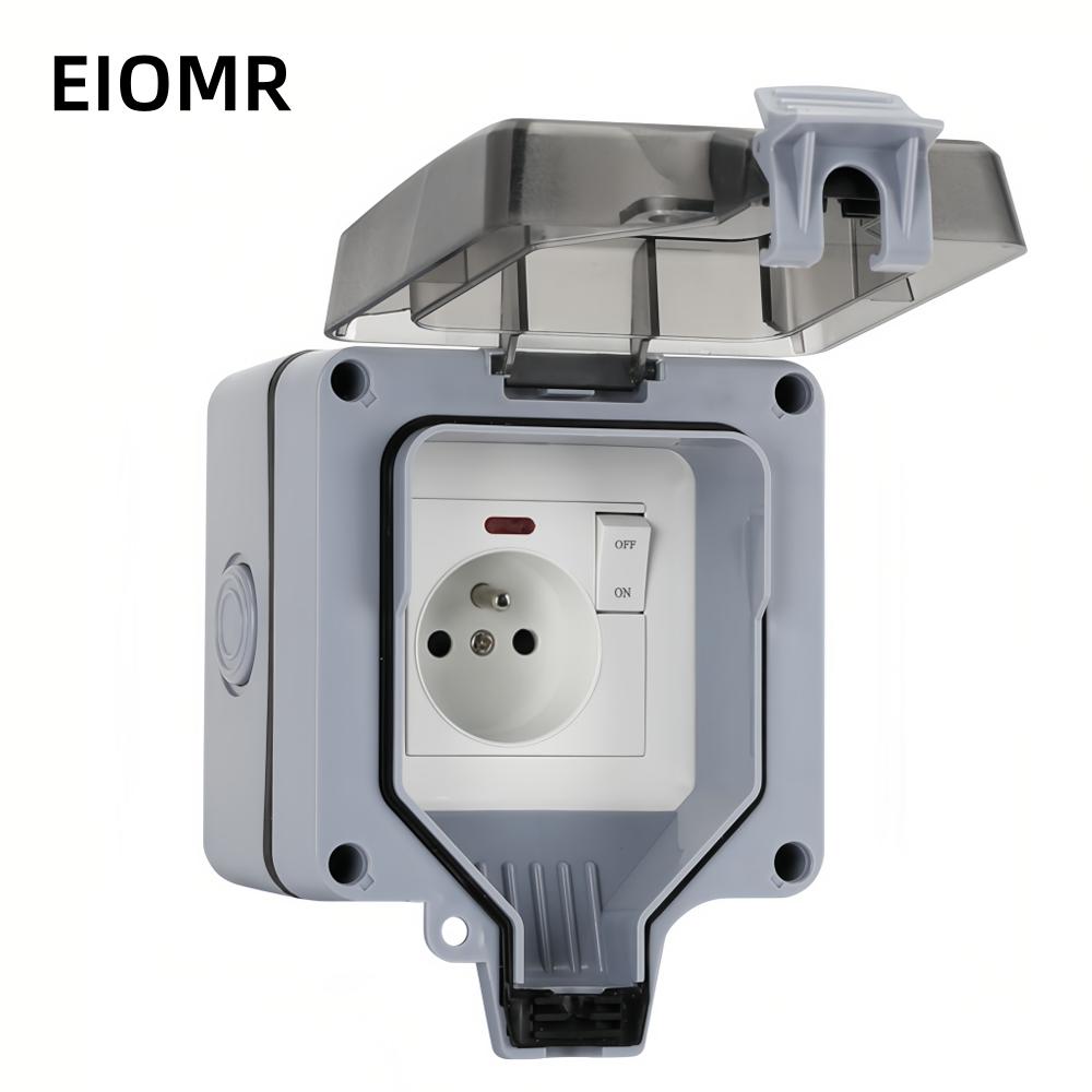 EIOMR Waterproof Socket Box, IP66 Rated Water EU French UK Universal Standard Power Plug Perfect for Outdoor, Bathroom, Kitchen