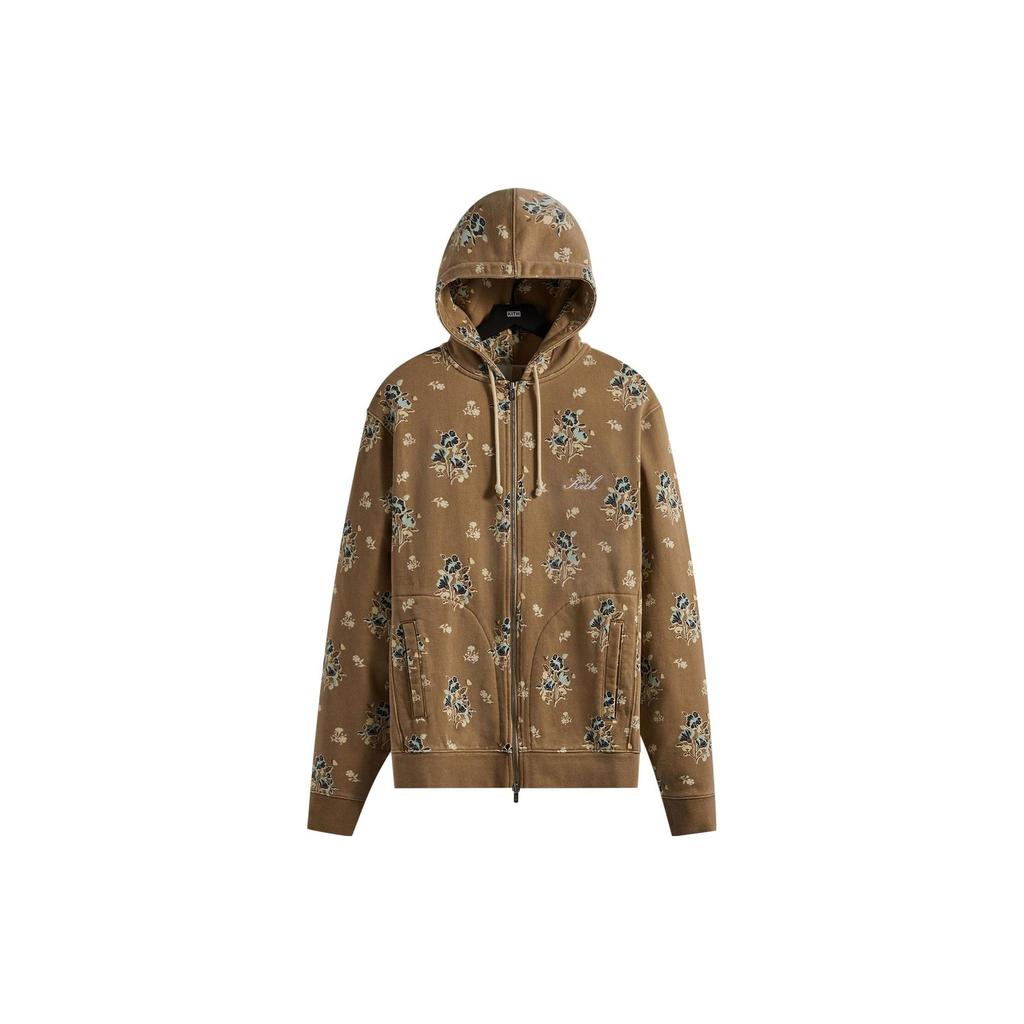 Kith Begonia Floral Williams V Full Zip Hoodie Canvas Unisex Outerwear Tan KHM030294-210