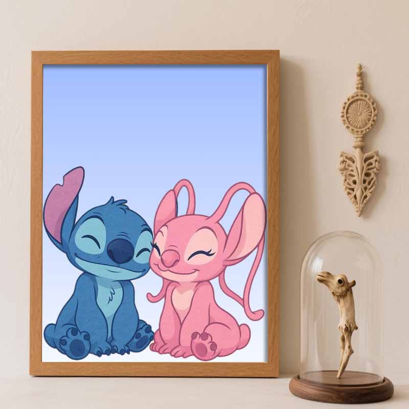 Disney Diamond Painting 5D DIY Stitch Angel Diamond Painting Art Diamond Painting Kit Adult/Beginner Gift Idea Home Decor Round 20x30cm