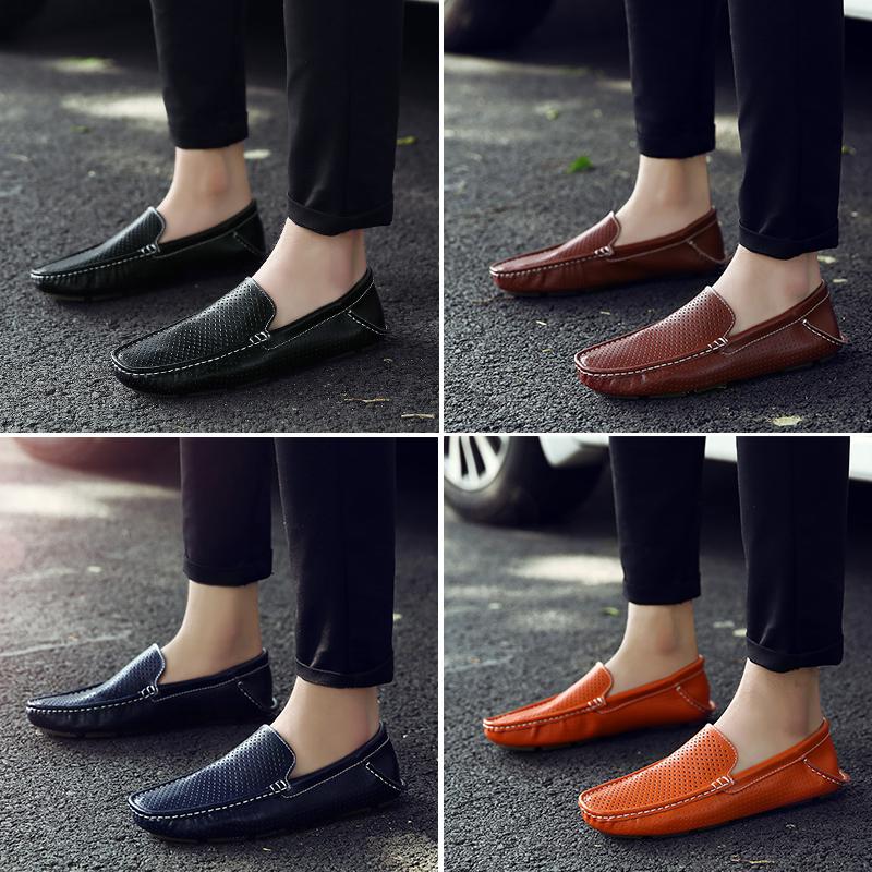 2024 Summer Hollow Out Luxury Mens Driving Shoes Breathable Loafers Men Casual Shoes Leather Man Moccasins Slip On Flats