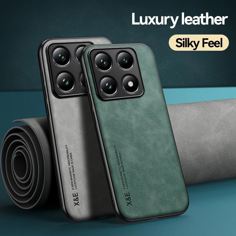 Luxury Leather Shockproof Funda for Xiaomi 14T Pro / 14T Case Ultra Thin Car Magnetic Protection Cover for Xiaomi 14T Pro Capa