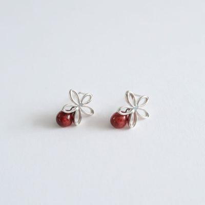 Silver 925 Line Flower Drop Earring [DOL Floral Transition 03]