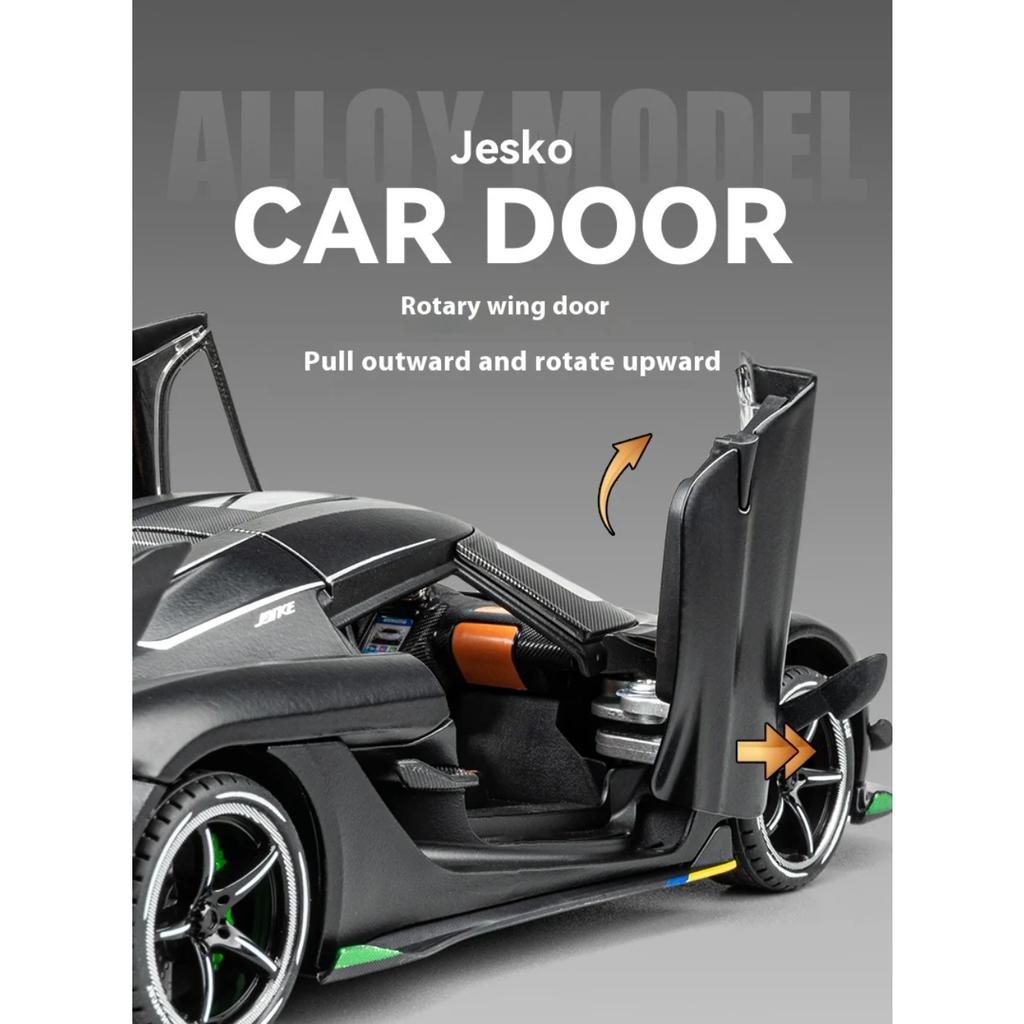 1/24 Koenigsegg Jesko Cool Sports Car Alloy Model, Rotor Door, Simulated Sound and Light, Restored Details, Exquisite Desktop Ornaments