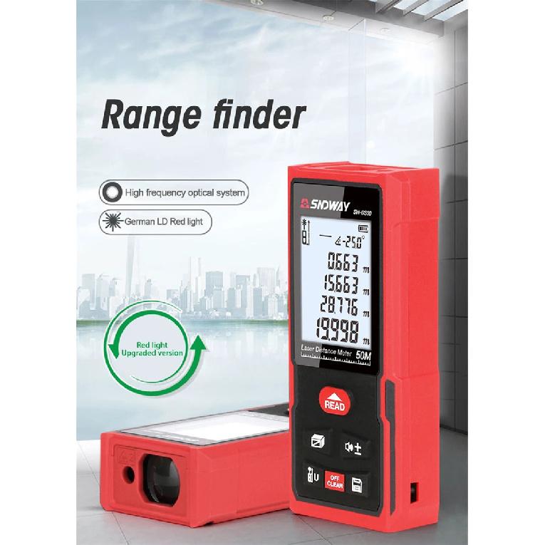 SNDWAY Laser-Entfernungsmesser Digitaler Entfernungsmesser mit Entfernung, Fläche, Volumen, Selbstkalibrierung, Professionelles Laser-Maßband