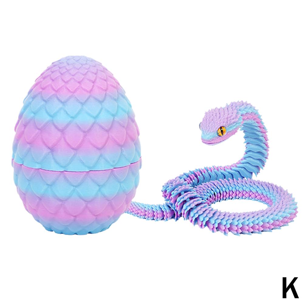 Toys 3D Printed Cool Snake Dragon Egg Multi-joint Novel Easter Hot-selling Gift Present Decompression Children's Desktop Decoration