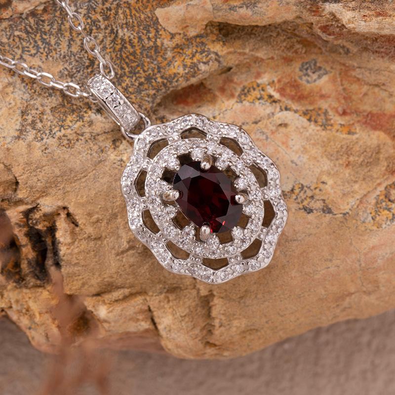 Natural Citrine Amethyst Topaz Garnet Colored Treasure Necklace S925 Sterling Silver
