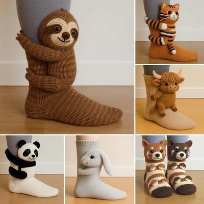 Cozy Christmas Animal Knitted Socks - Warm and Cute for Autumn and Winter