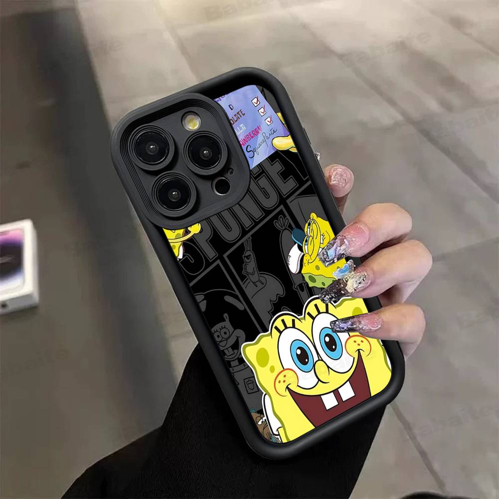 Cartoon Cute S-SpongeBob Anime Phone Case For IPhone 17 16 15 14 13 12 11 Air Plus Pro Max Soft Back Cover