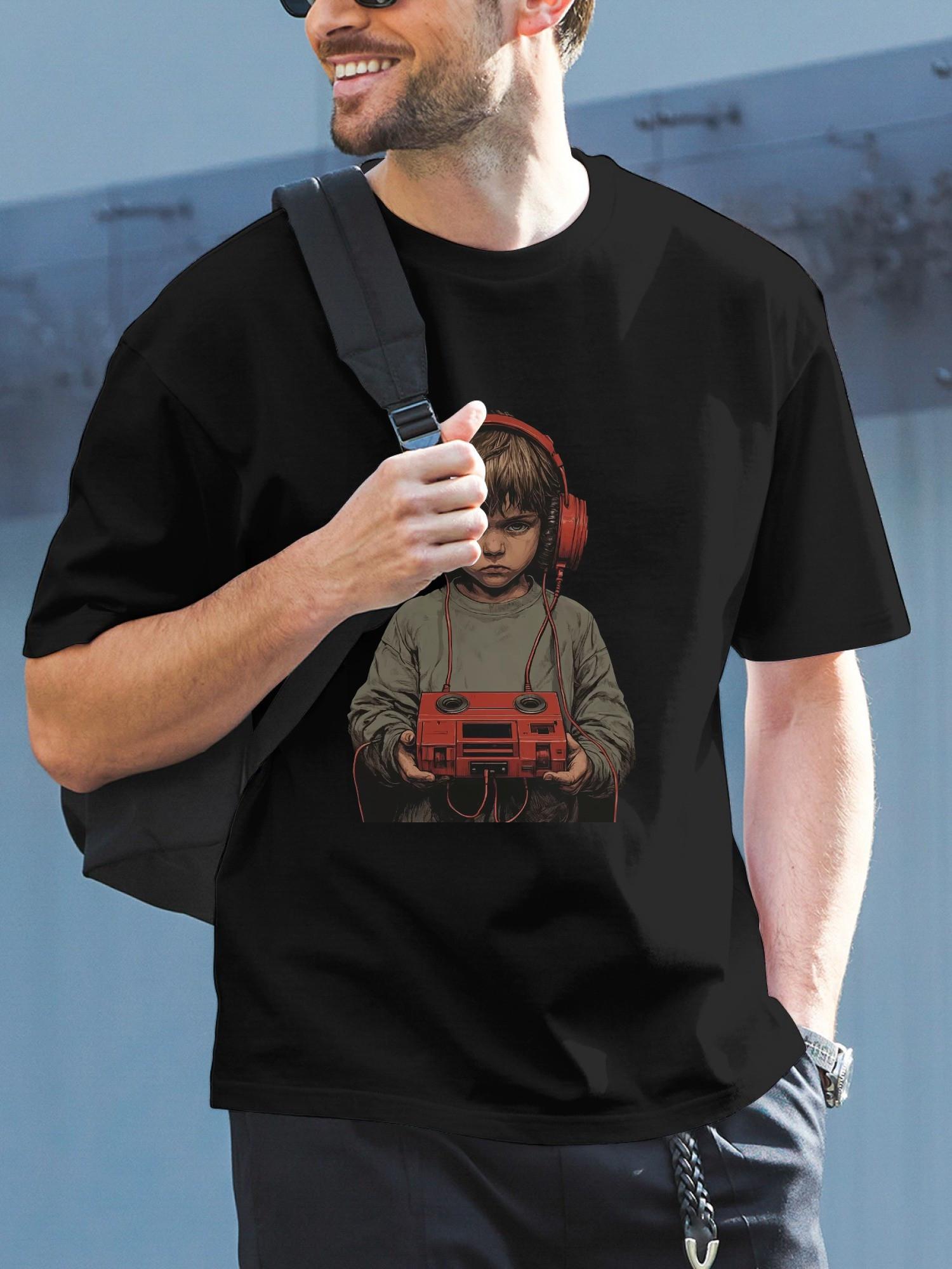 1pc boy sketch style graphic T-shirt M