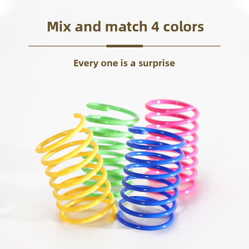 Colorful Plastic Spring Cat Toys, Plastic Colorful Spring Jumping Cat Toys, Cat Pet Supplies