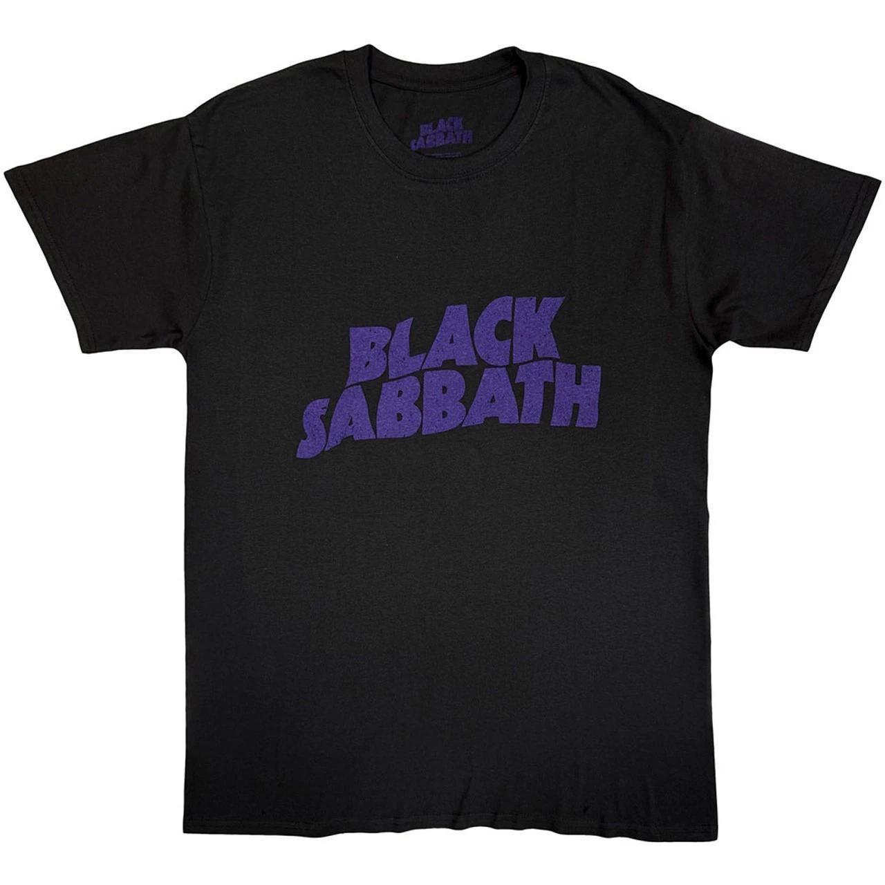 Black Sabbath  Wavy Logo Vintage  Black T shirt - NEW S