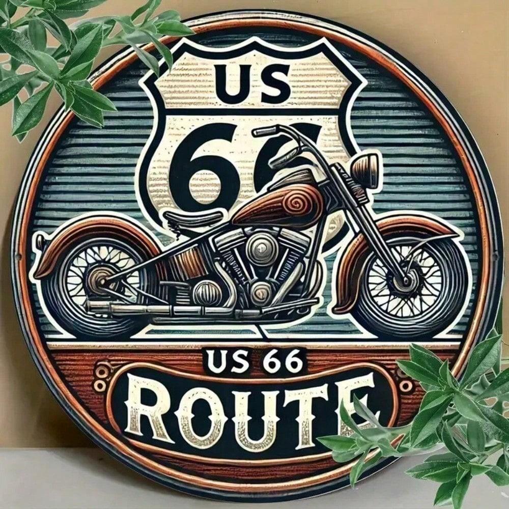 

Retro Route 66 Metal Sign Vintage Tin Plaque Man Cave Garage Wall Art Home Bar Cafe Diner Decor різнокольоровий