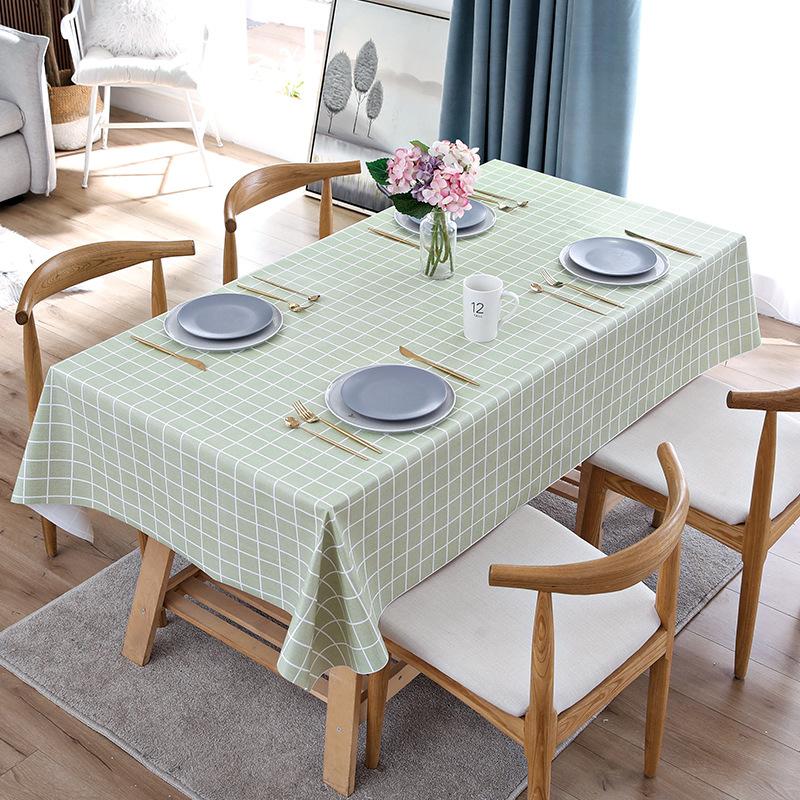 Modern Simple Pvc Tablecloth Waterproof And Oil-Proof Leave-In Coffee Table Dining Table Cloth Rectangular Light Luxury Plaid Table Mat