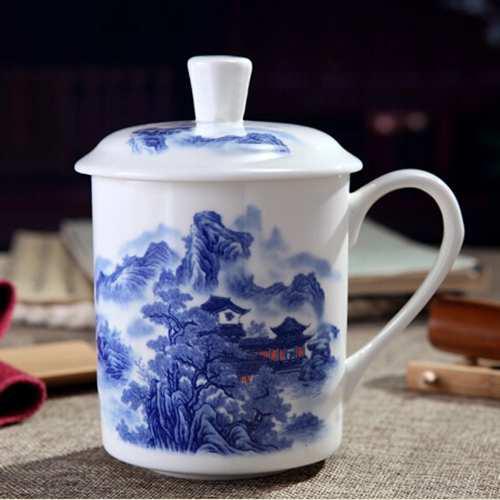 Jingdezhen Bone China Tea Cups with Lids, Conference Cups, Ceramic Water Cups, Office Cups, Gift Cups, Jing-style Cups