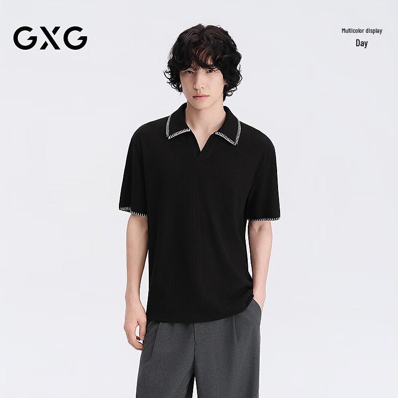 GXG Men s Textured V-Neck Short Sleeve Polo Shirt M