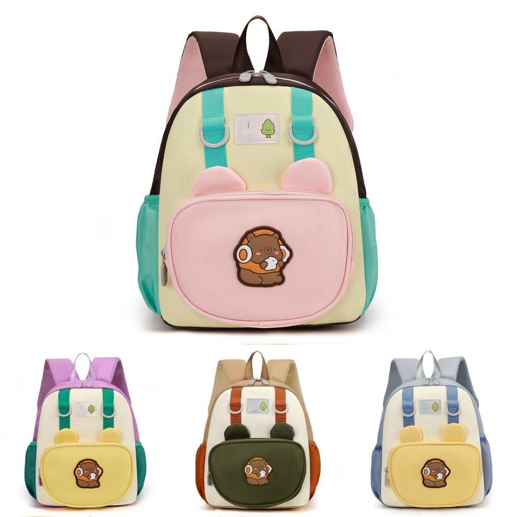 Capybara Kids School Backpack With Nylon Material And Curved Shoulder Straps For Preschool Children