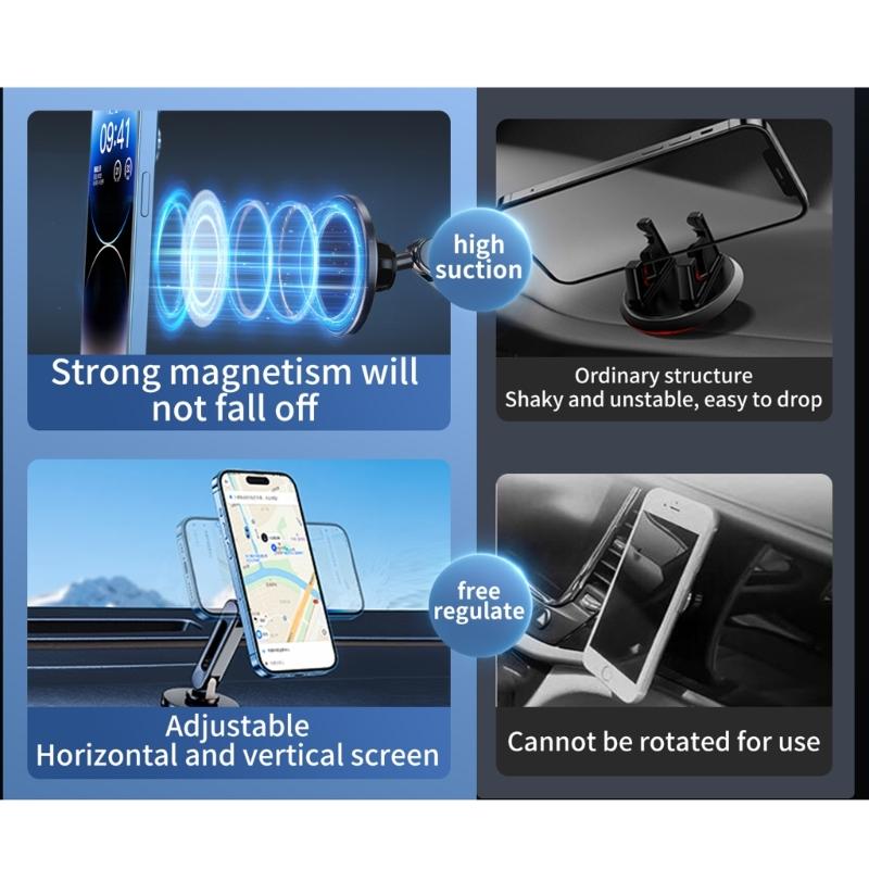 Car Mount Phone Holder Angle Adjustable Phone Support Holder for 15 14 Magnetic 360° Rotation Navigation Holder