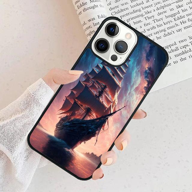 Sailing Pirate Ship Phone Case For iPhone 17 Air 15 16 Cover  11 13 14 Pro Max 12 Plus Max Fundas
