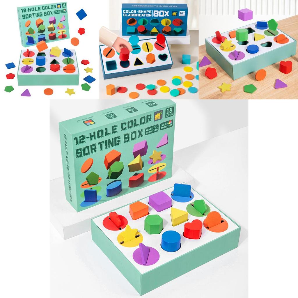 Childrens Wooden Puzzle Toy With Shape And Color Sorting For Brain Development And Learning