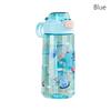 Portable 550ML Water Bottle Cartoon Print Leak Proof Drinking Bottle with Straw Anti-fall Water Cup for Students