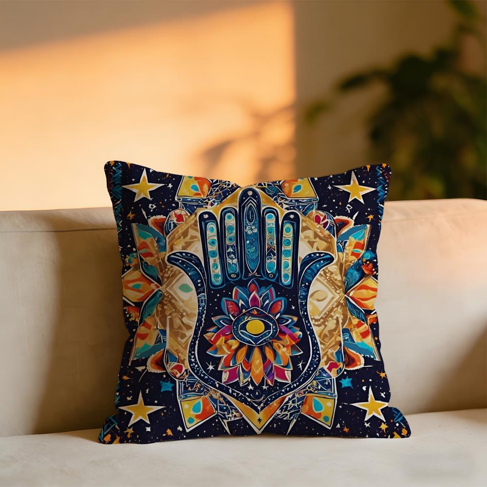 Hamsa Cushion Cover Cozy Velvet Throw PillowSoft Warm Cushion For Sofa  Bed