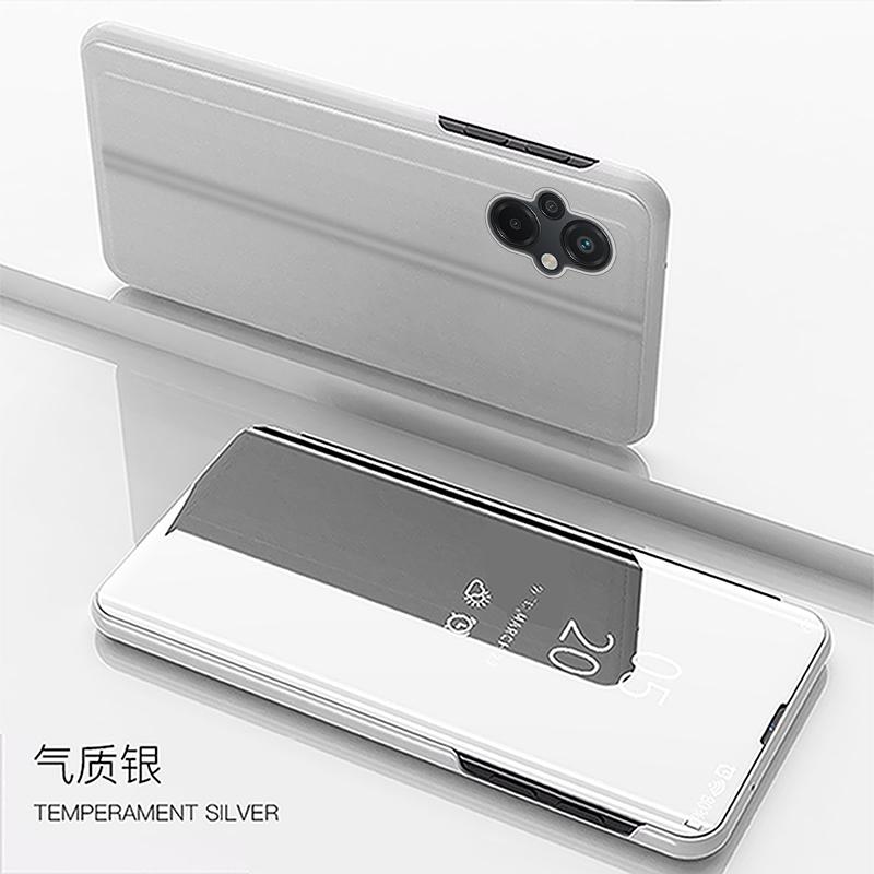 

Для Pocco M 5 чехол роскошный смарт-зеркальный флип-магнитный кожаный держатель чехол для телефона для Xiaomi Poco M5 Poko Little M 5 задняя крышка For Poco M5 4G серебряный