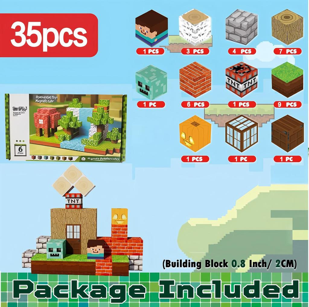 My Magnetic Block World: Primeval Forest Series Educational Building Cubes for Children